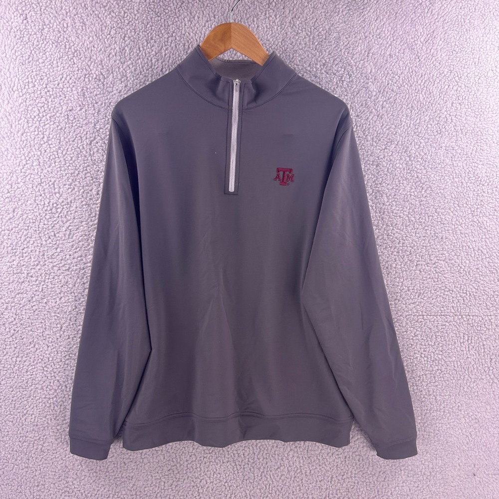 Peter Millar Texas A&M Aggies Mens Large Gray Quarter Zip Pullover Perth